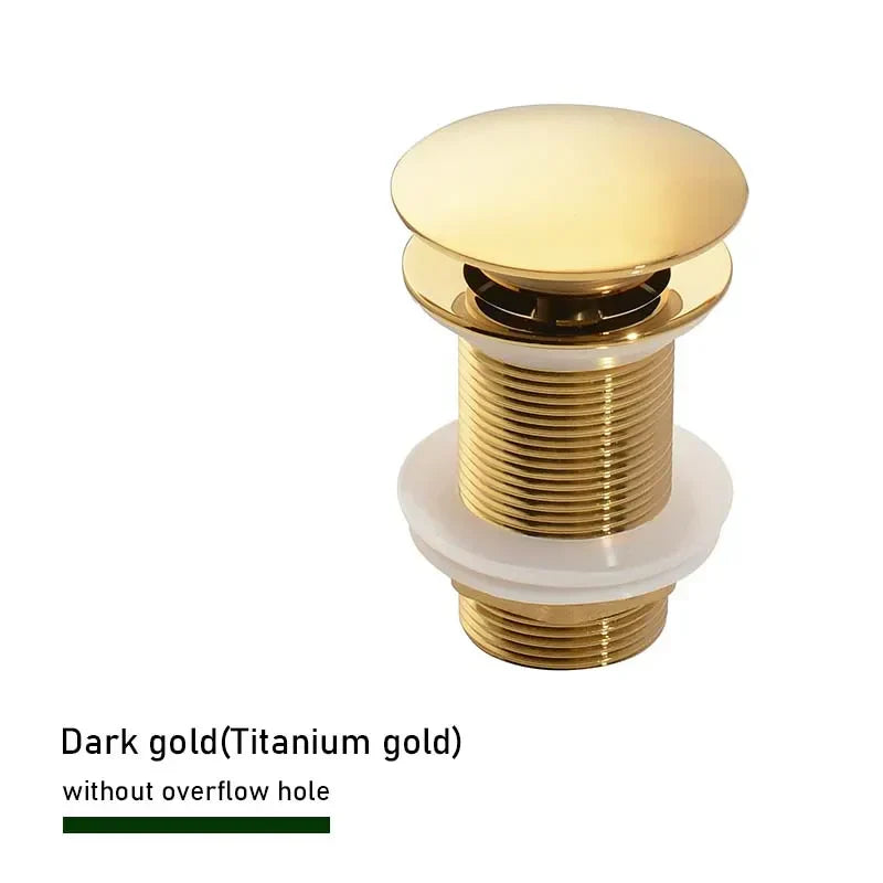 Drain Screw with Push-Down Pop-Up – Brass | 11 Colors | With or Without Overflow Skanto