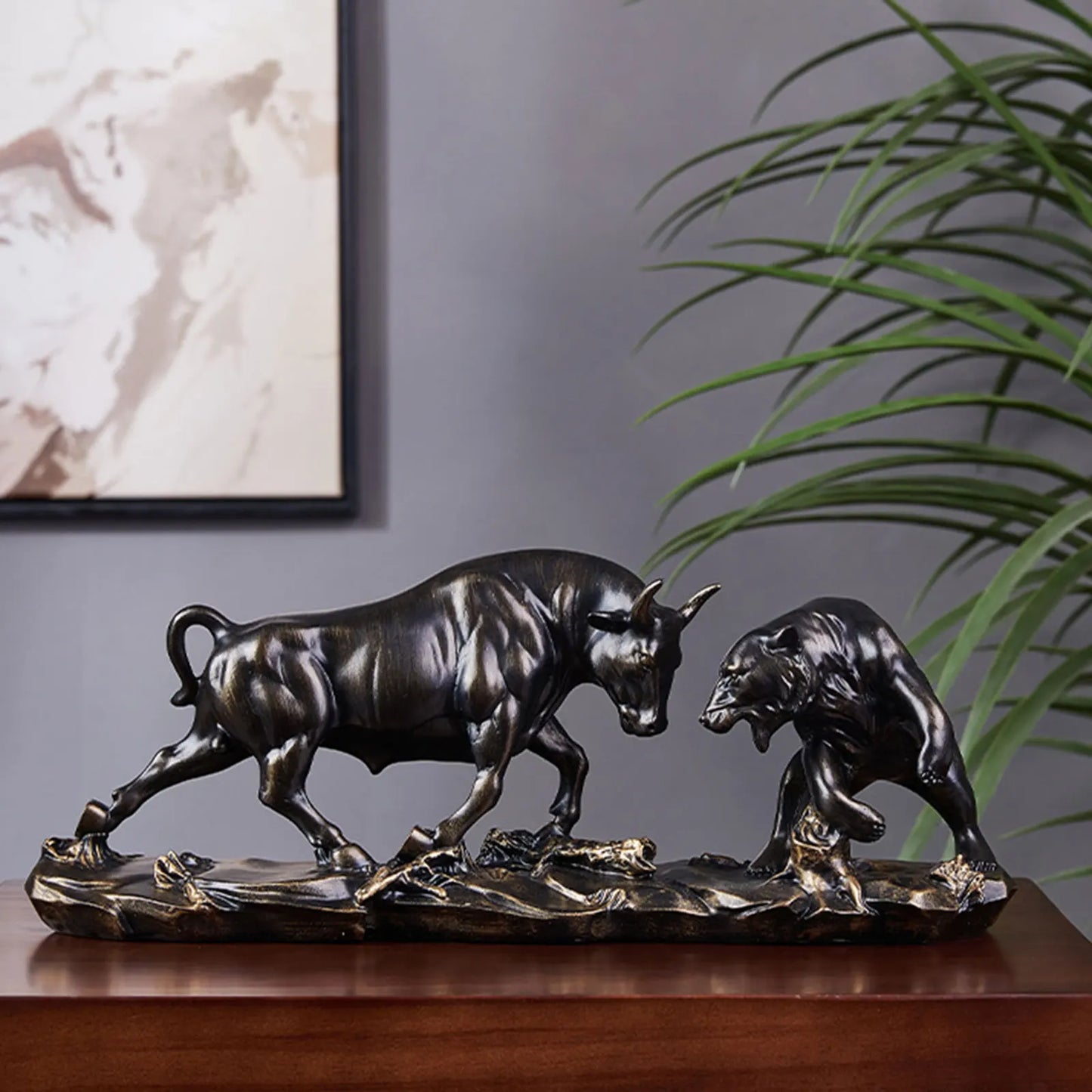 Skanto | Feng Shui Bear and Bull Statue, Bull Figurine, Collection Cow Sculptures Animals