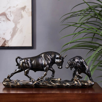 Skanto | Feng Shui Bear and Bull Statue, Bull Figurine, Collection Cow Sculptures Animals