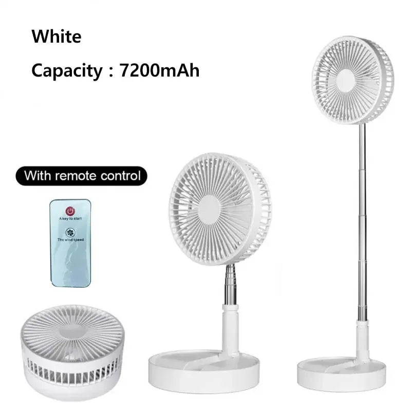 7200mAh USB Rechargeable Portable Foldable Fan, Quiet Floor Fan for Outdoor Home, Wireless Fan, 4 Speeds, Camping Portable Fan | Karnz