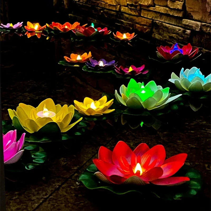 BowLift | Floating Lotus Lamp LUMILYA | LED Water Sensor | Warm White Light | For Pond, Garden & Parties