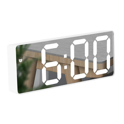 Modern Electronic Mirror Alarm Clock with LED Display, Alarm Function and Temperature Display – Stylish Digital Clock for Bedroom and Office