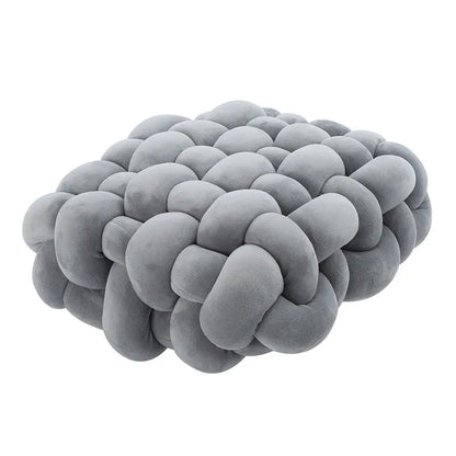 Skanto | Living Room Soft Plush Knot Pillow Sofa Cushion Solid Color Square Handmade Home Throw Pillow Square Woven Seat Cushion Pillow
