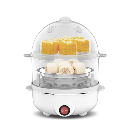 Skanto | 220V Multifunctional Electric Egg Cooker - Double Layer Egg Boiler and Mini Steamer for Kitchen Breakfast