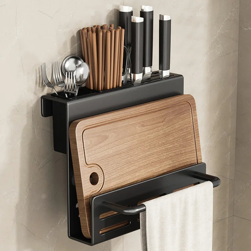 ChefSpace Wall-mounted Knife Holder with Storage for Cutting Boards – Stainless Steel Karnz