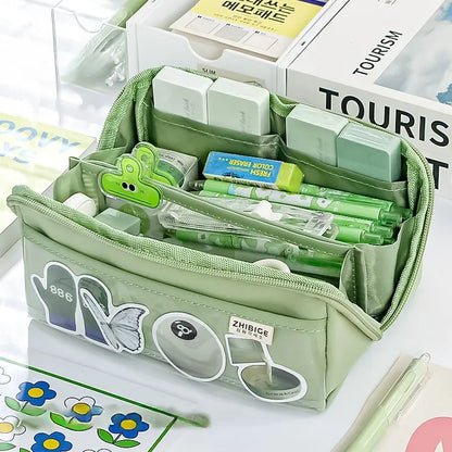 Brehn | Pencil Case KIDZORA CrystalBag | Transparent & Versatile | 10-Pocket Design | High Capacity for School & Leisure