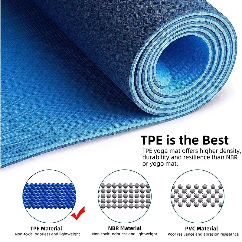 BowLift | TPE Yoga Mat Non Slip Double Layer Exercise and Pilates Mat with Carry Bag