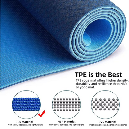 BowLift | TPE Yoga Mat Non Slip Double Layer Exercise and Pilates Mat with Carry Bag