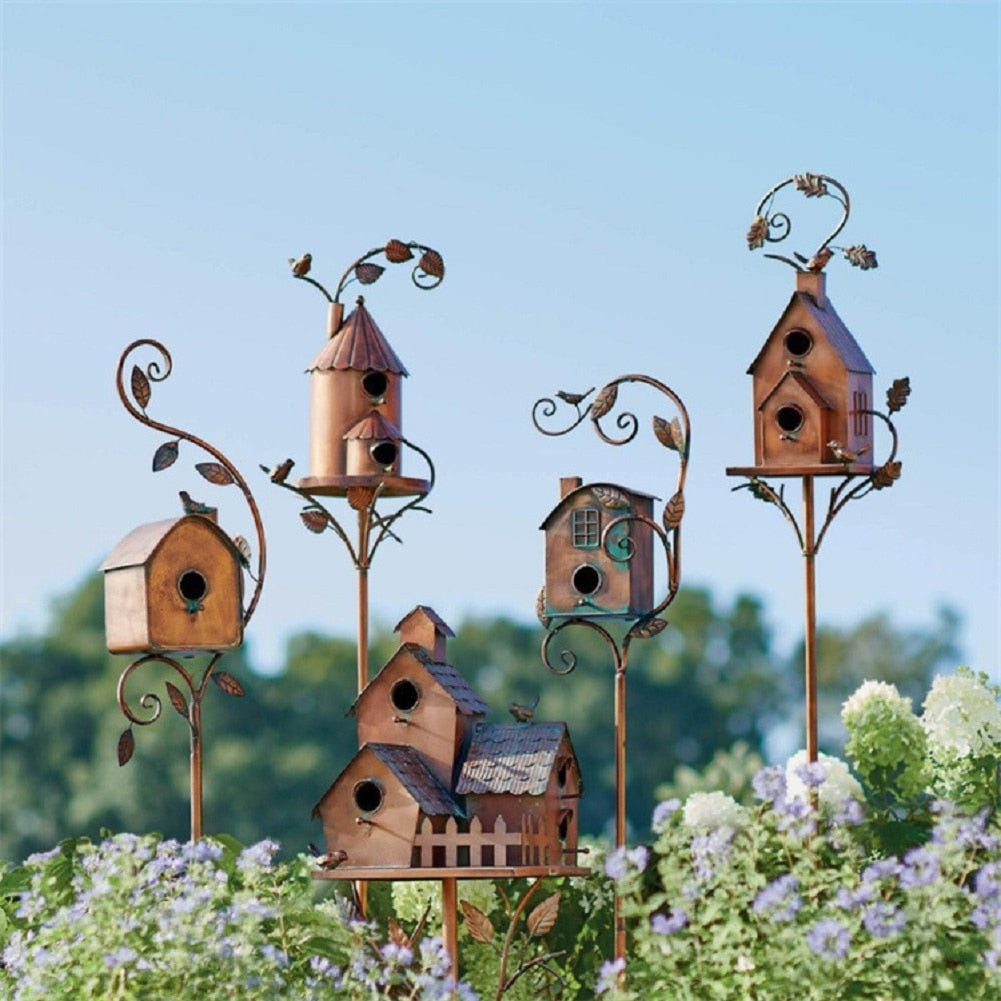 Skanto | Metal Art Birdhouse Garden Stake - Skanto