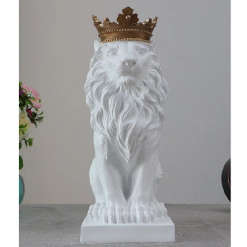 Skanto Tier Figur Resin Crown Lion Statue Handmade Artwork Gift Home Office Decor Ornament Living Room Desk Home Decor