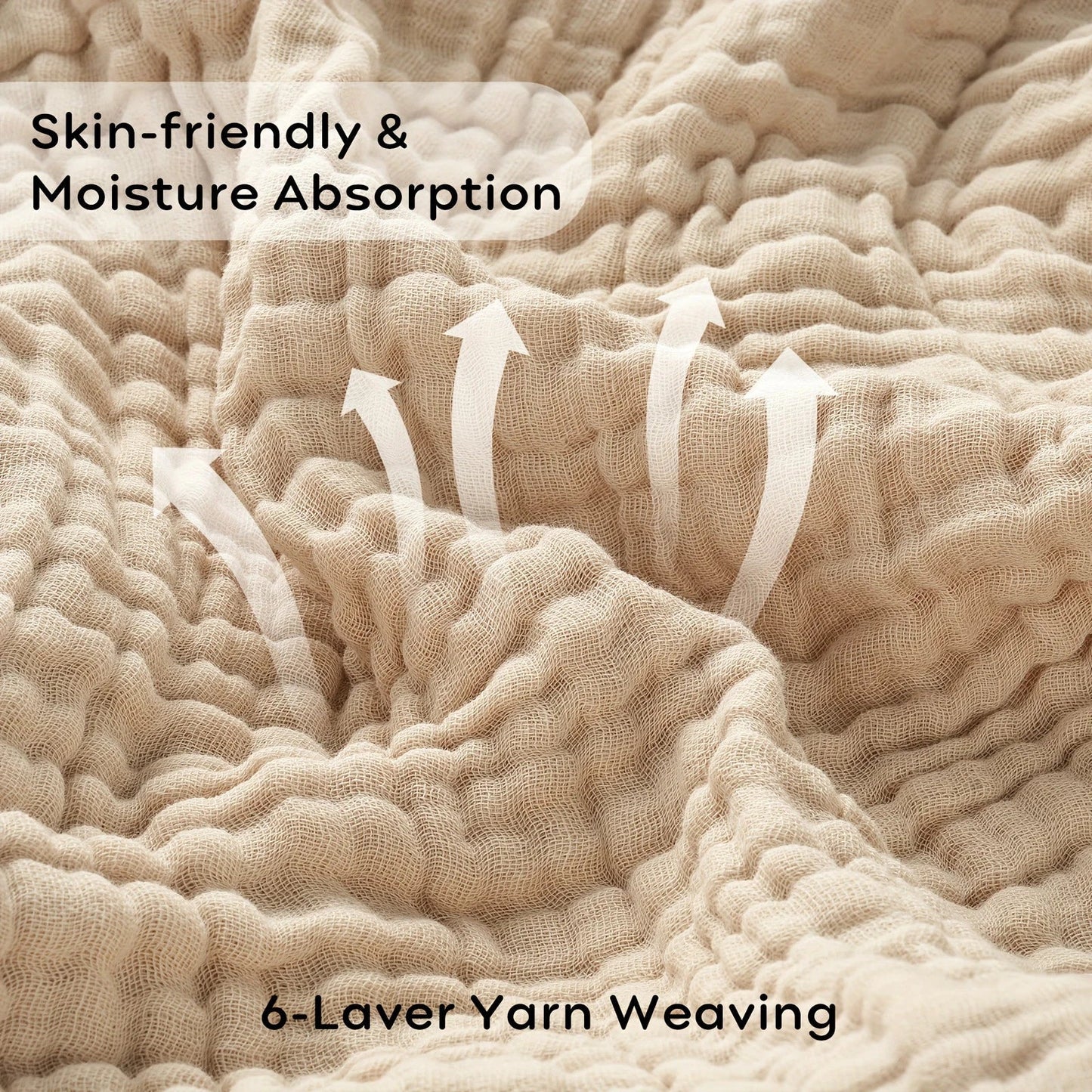 Skanto | CottonBreeze | Muslin Blanket 100% Cotton | 6-Layer, Breathable & Lightweight | For Sofa & Bed