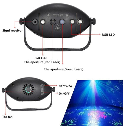 Skanto | RGB Disco Ball Stage DJ Fest Laser Projector - Strobe Light Club Home Holiday Decoration Lamp for Party Atmosphere