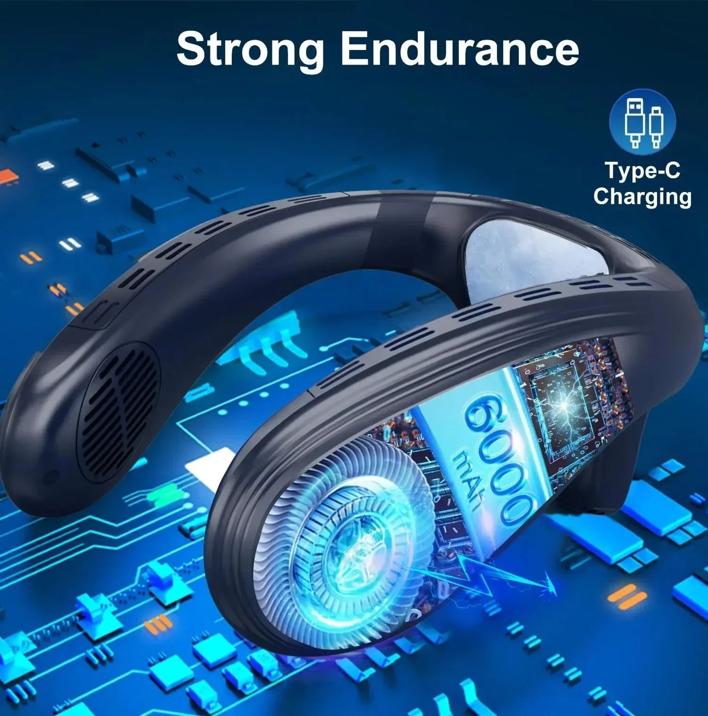 Portable Neck Fan 5200mAh – Rechargeable Portable Semiconductor Cooling Fan, Personal Portable Neck Air Conditioner | Karnz