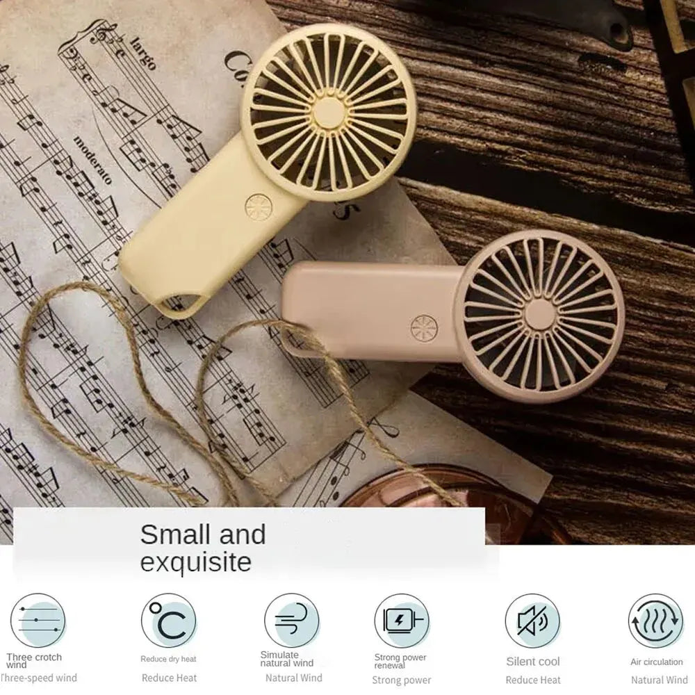 BowLift | Brisola Mini Handheld Fan with USB Charging | 3 Speed Settings & LED Display | Portable Battery Fan for Office, Travel & Sports