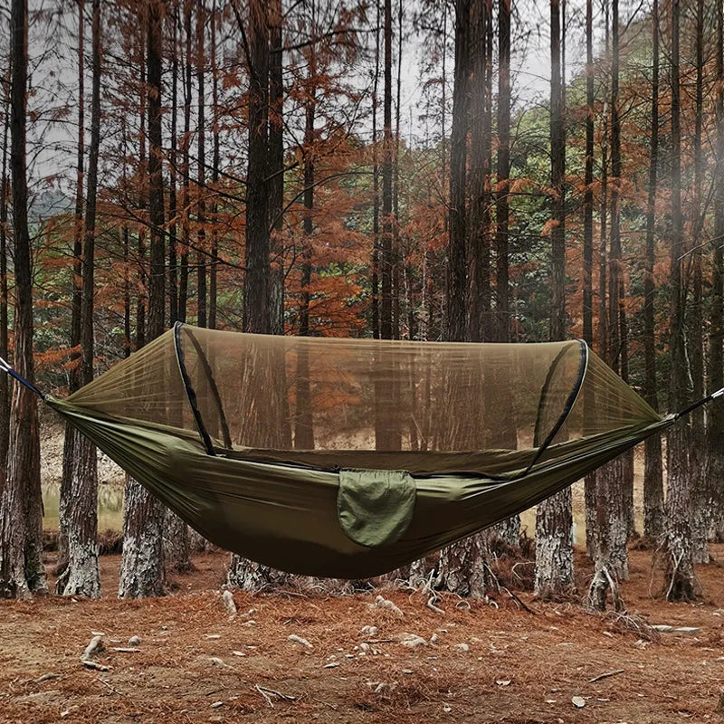 Skanto | OutdoorRelax Hammock with Mosquito Net and Quick Release – 200 kg Load Capacity