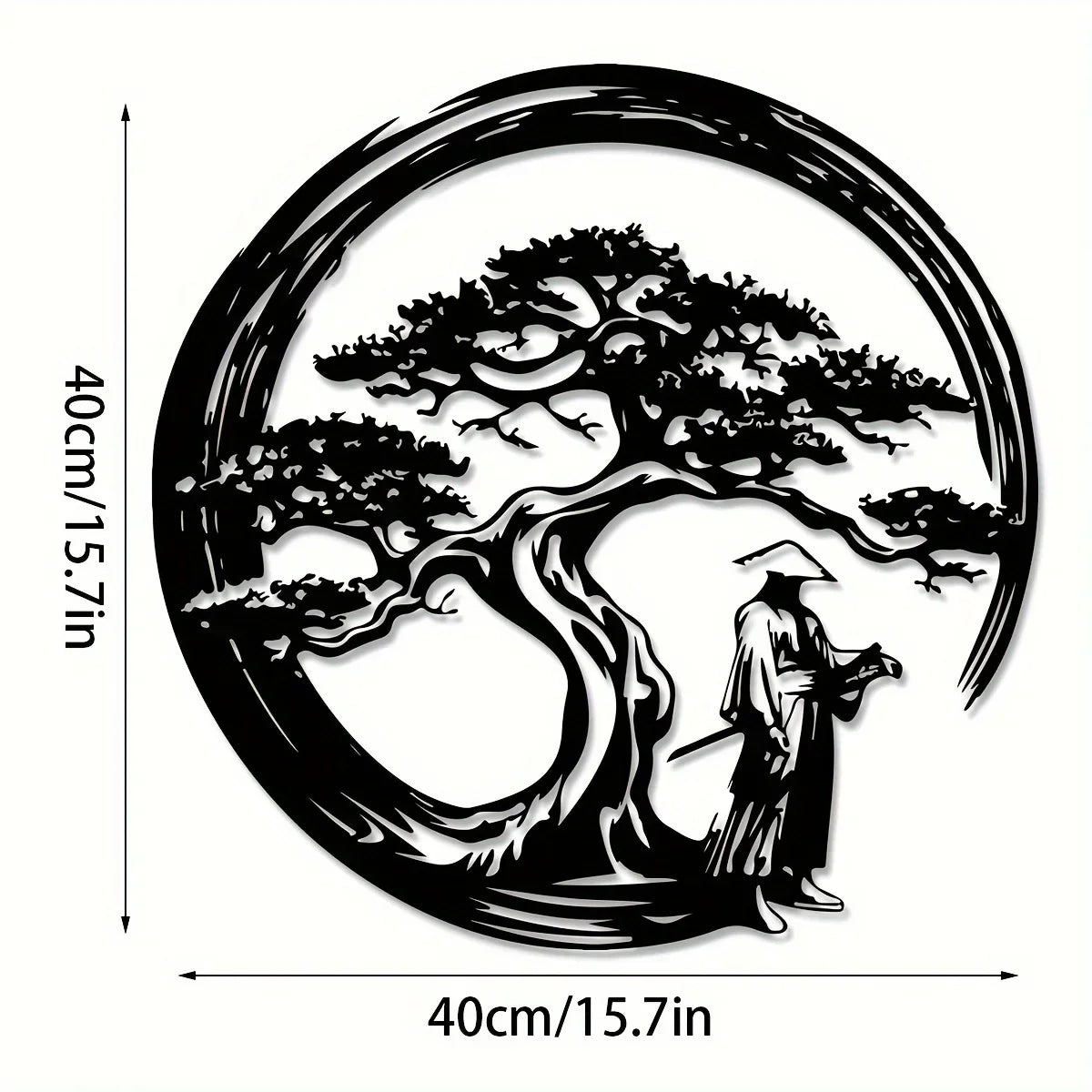 BowLift | ZENORA Metal Wall Decor Bonsai | Japanese Design with Torii & Enso | 40 × 40 cm