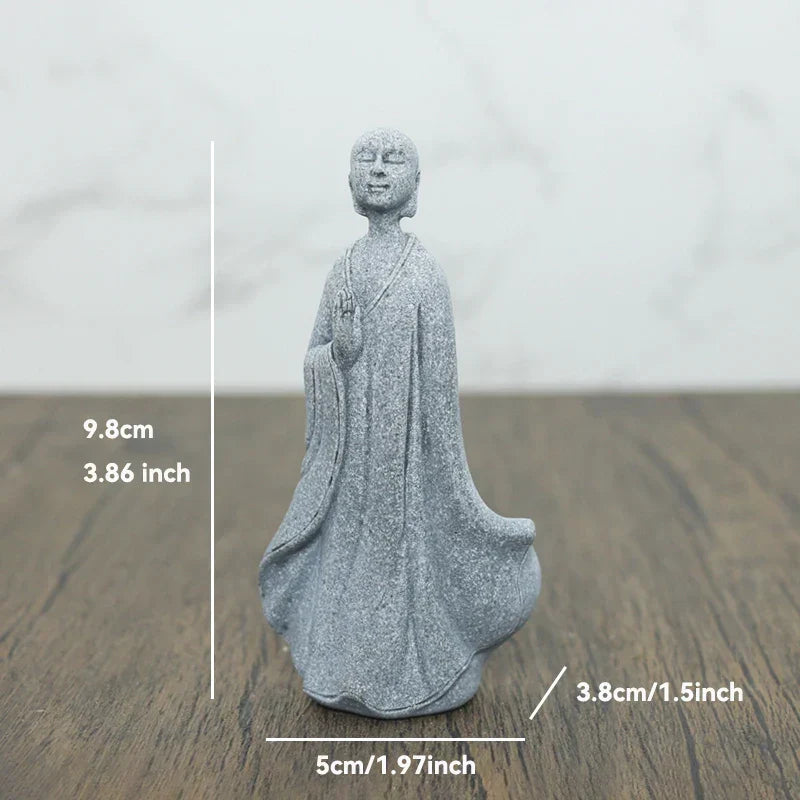 Skanto Skanto | Small Buddha Stone Statue Buddhist Monk Tibetan Buddhism Figures Zen Garden Ornament Meditation Home Aquarium Decoration