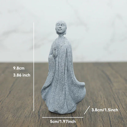 Skanto Skanto | Small Buddha Stone Statue Buddhist Monk Tibetan Buddhism Figures Zen Garden Ornament Meditation Home Aquarium Decoration