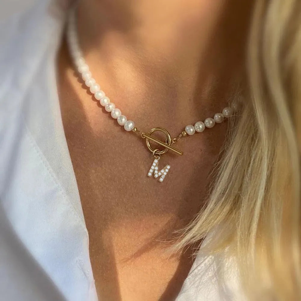Suse™️ | Pearl necklace for girls with initials