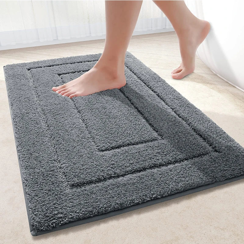 Bathroom Mat Microfiber Non-Slip – Double Layer Bath Mat | Highly Absorbent & Soft | Comfort Doormat | Bowlift