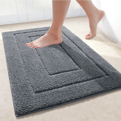 Bathroom Mat Microfiber Non-Slip – Double Layer Bath Mat | Highly Absorbent & Soft | Comfort Doormat | Bowlift