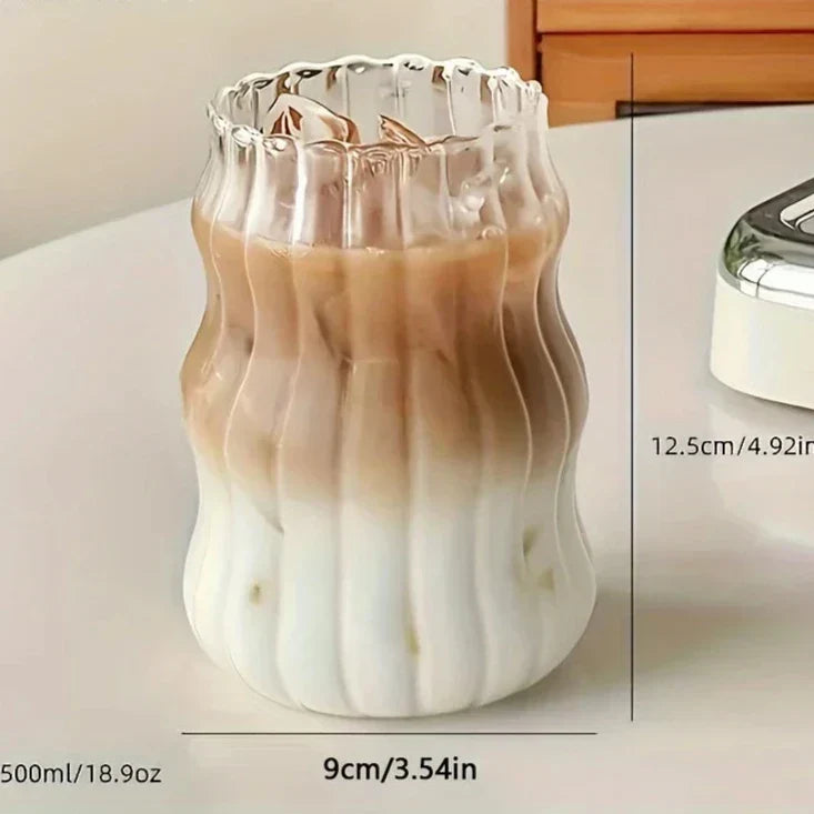 Skanto Heat-Resistant Glass Set | 4 Pieces | Ribbed Design | Double Wall | Elegant Drinking Glasses