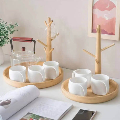 Sturdy Wooden Cup Holder: Cup Tree in Various Shapes + Colors
