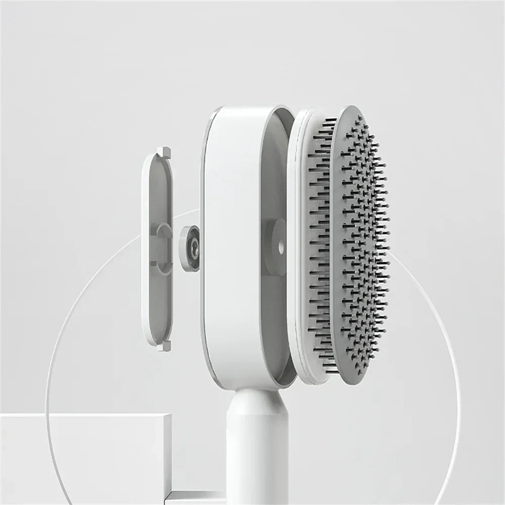 Self-cleaning 3D hairbrush