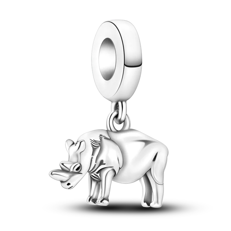 Skanto | 925 Silver Golden Leopard Charm Beads Colorful Chameleon Rhinoceros Lion Scarab Cat Pendant Compatible with Original Pandora Bracelet Jewelry