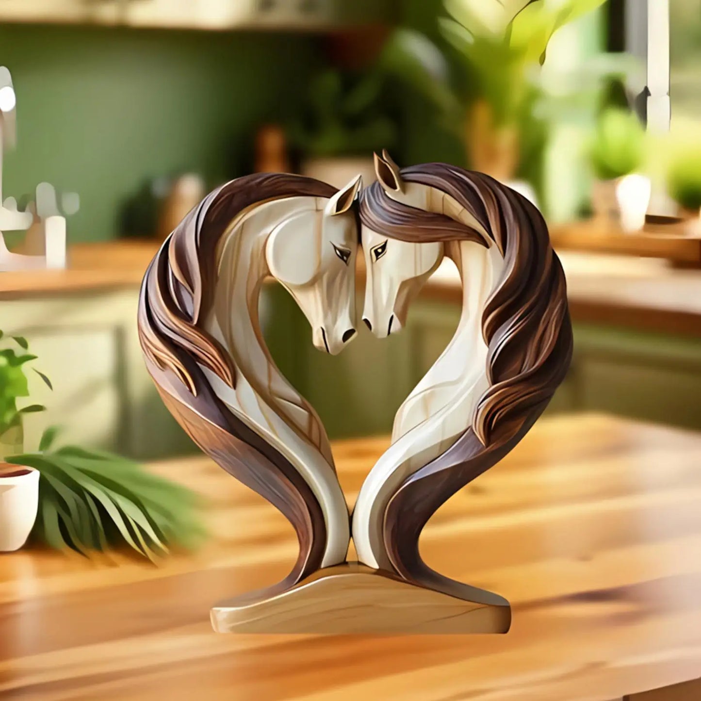 BowLift | Equora Horse Sculpture | Horse Sculpture Wood | 2D Design in Embrace Pose | Decoration for Living Room, Office & Children's Room