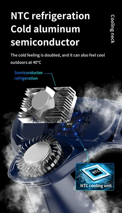 Portable Neck Fan 5200mAh – Rechargeable Wearable Semiconductor Cooling Fan, Personal Outdoor Neck Air Conditioner | Bowlift