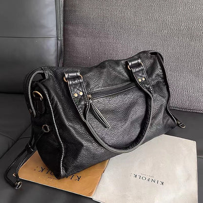 Luxury black leather handbag