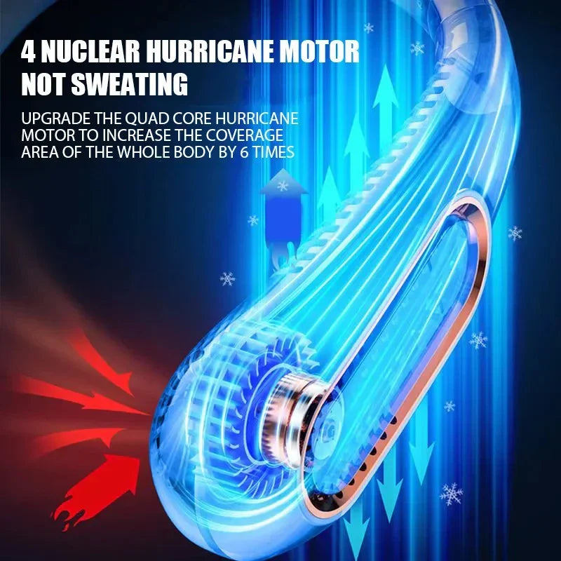 Portable Mini Bladeless Neck Fan with Digital Display - USB Rechargeable Neck Air Cooler, Hands-Free Cooling Experience | Karnz