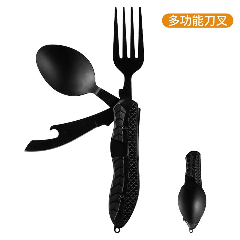 BowLift | TrailTool 3-in-1 Cutlery | Foldable & Durable | Stainless Steel with Handle | For Camping & Outdoor