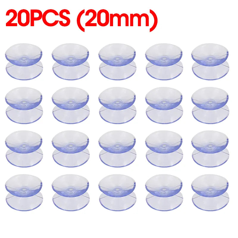 Skanto | 5/20PCS Double-Sided Plastic Suction Cups - Non-Slip Clear Vacuum Suction Cups for Glass, Car Windows, Tabletops, DIY Soap Holder