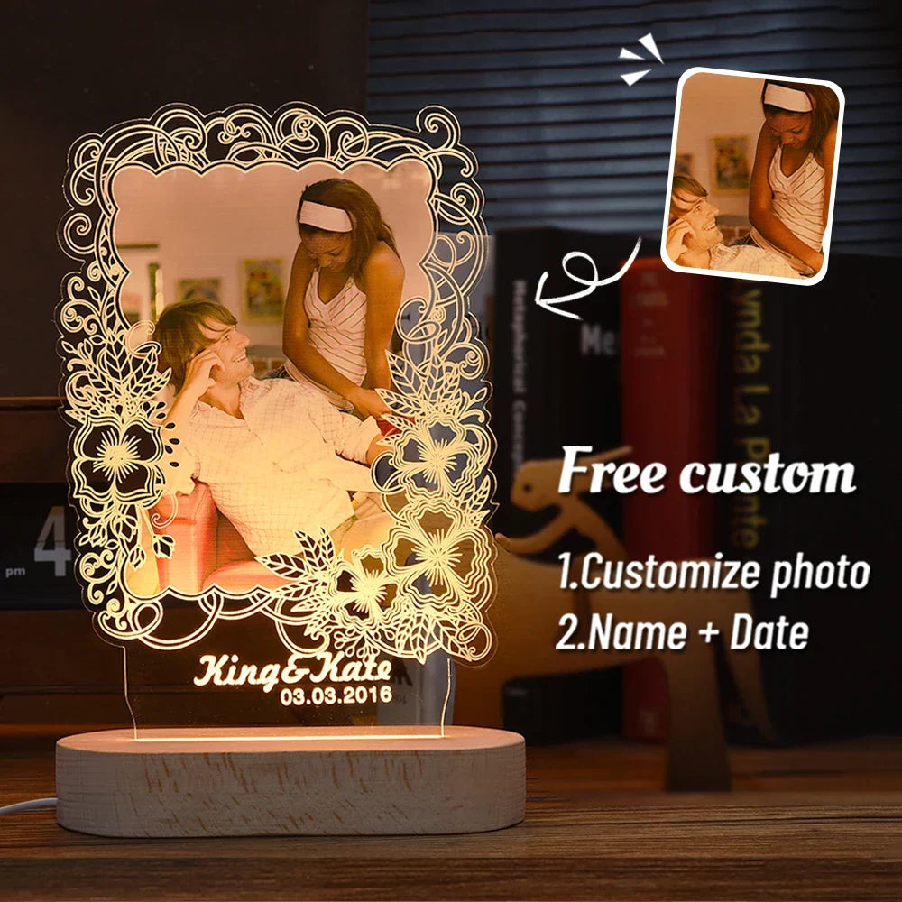 Skanto | Personal 3D Photo Lamp: Custom Photo & Text Night Light - Ideal for Valentine's, Weddings, Anniversaries, Birthday Gifts