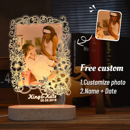 Skanto | Personal 3D Photo Lamp: Custom Photo & Text Night Light - Ideal for Valentine's, Weddings, Anniversaries, Birthday Gifts