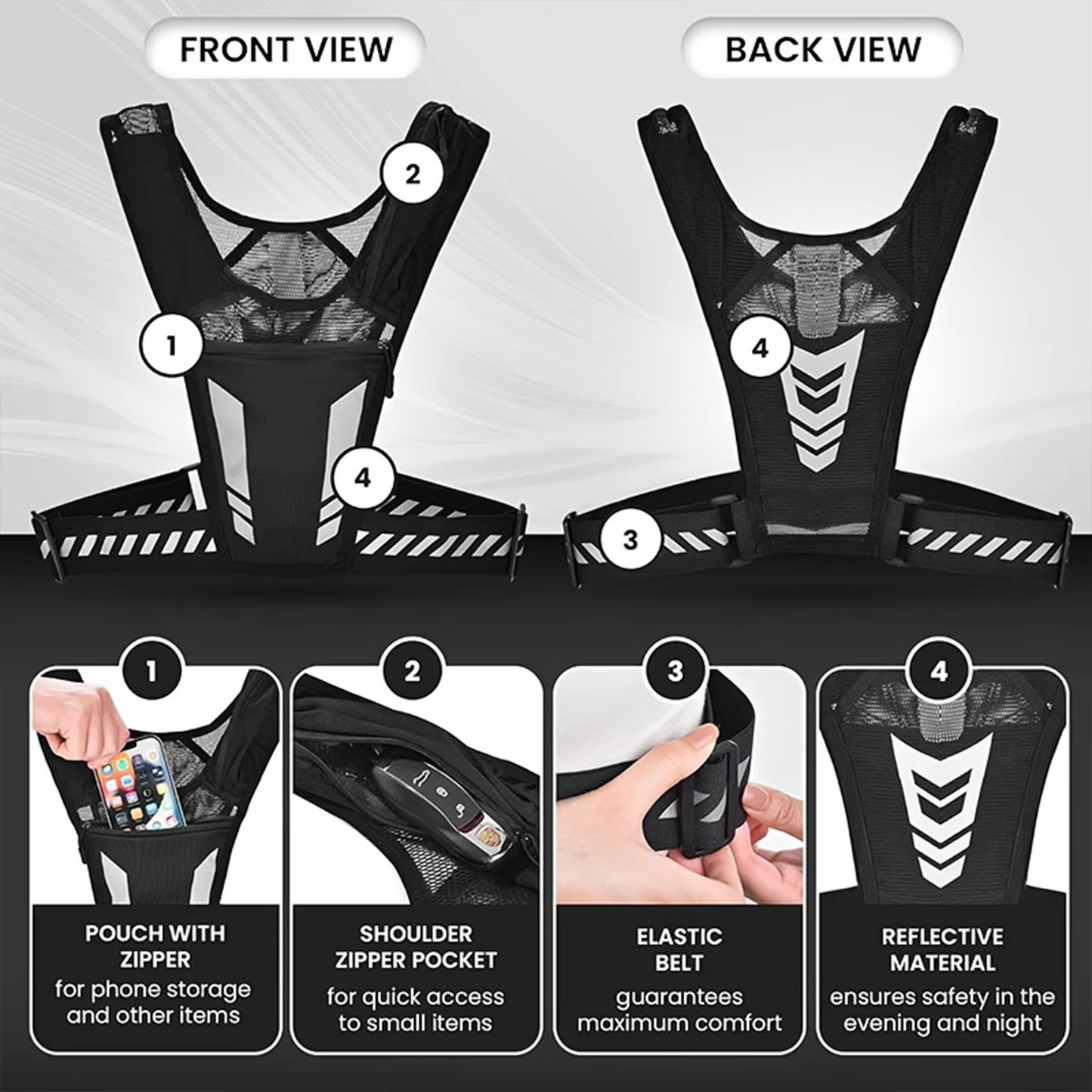 BowLift | Ultra Light Running Vest with Phone Pocket and Hydration Bottle Holder for Outdoor Sports