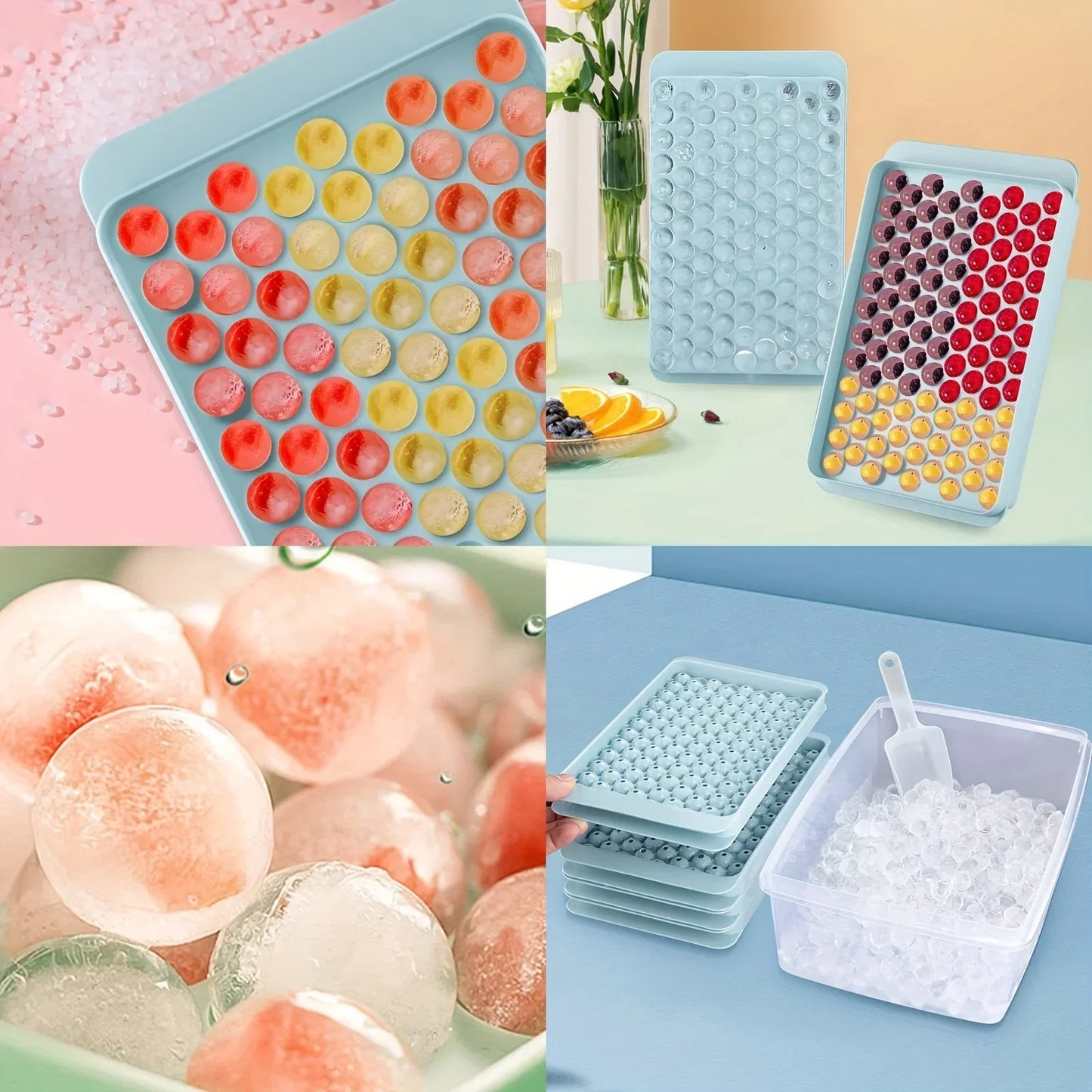 Skanto | Mini Ice Cube Tray | 104 Holes Round Ice Ball Mold | Small Crushed for Cooling Bar Cocktail Whiskey Drink | Coffee Juice Kitchen Tool