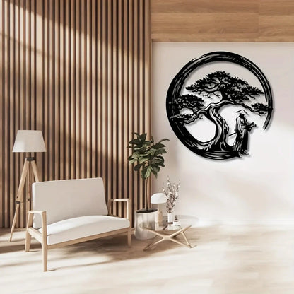 BowLift | ZENORA Metal Wall Decor Bonsai | Japanese Design with Torii & Enso | 40 × 40 cm