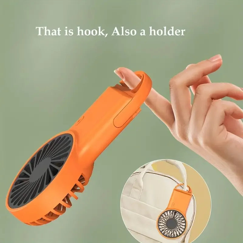 BowLift | BreezeeGo MinQi Fan with Carabiner | USB Rechargeable & Foldable | Quiet & Portable | For Travel, Office & Home