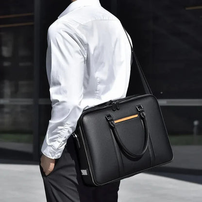 BowLift | Manhattan Leather Business Laptop Briefcase Crossbody Handbag