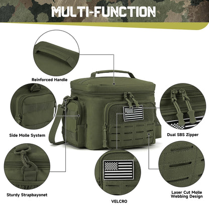 Skanto | Men's Military Tactical Lunch Box - Rugged, Leak-Proof, Insulated Thermal Cooler Bag for Work, Camping, Picnic Meals