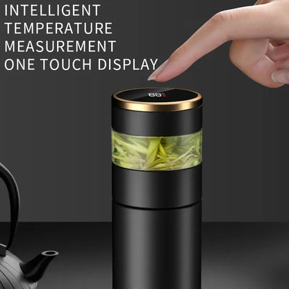 BowLift | ThermoBrew | Insulated bottle with LED temperature display & tea strainer | 450 ml | Stainless steel 304 | Black