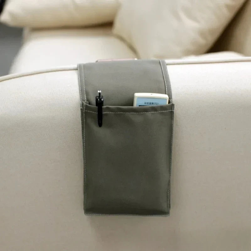BowLift | Restivo Bed Organizer made of cotton linen | Hanging storage with pockets | For remote controls, books & accessories – approx. 30×20×10 cm