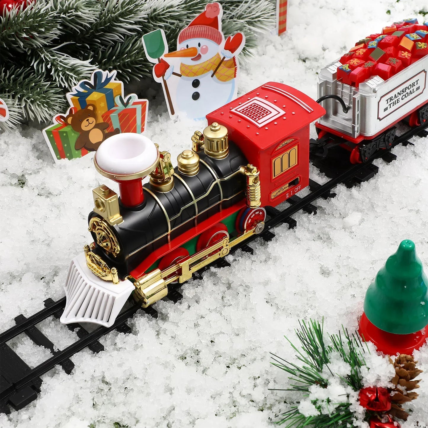 Electric Christmas Train Set for Kids – With Smoke Effect, Lights & Realistic Sounds (Christmas Gift)