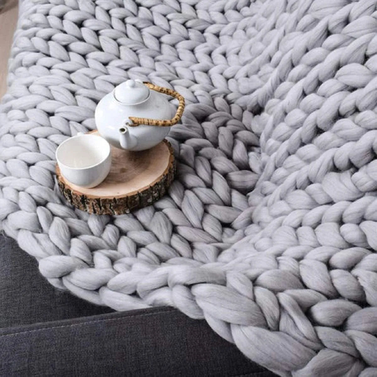 Chunky Knit Blanket – Cozy Wool Blanket for every room – Soft and warm – Perfect for sofa and bed