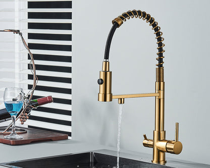 Sandsberg Black Filter Kitchen Faucet with Dual Spout – Mixer Tap with Water Filter for Kitchens, Water Treatment and Cleaning | Karnz