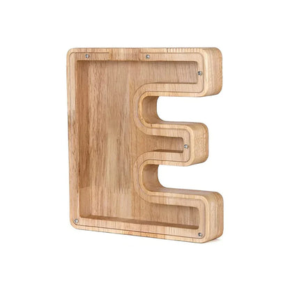 Skanto | Wooden Alphabet Piggy Bank with Transparent Window for Stylish Saving