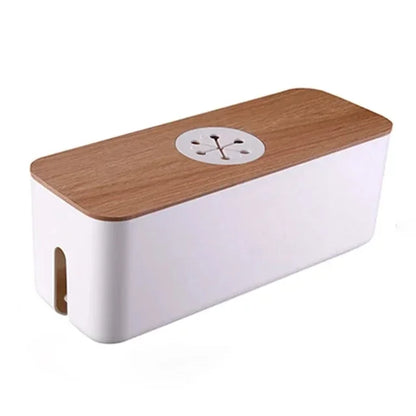BowLift | Cable Box OrgaWood | Desk Organizer made of Wood & Plastic | For Chargers, Cables & Accessories | 29.5×11.4×11 cm